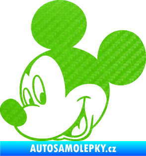 Samolepka Myšák Mickey 001 levá 3D karbon zelený kawasaki