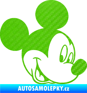 Samolepka Myšák Mickey 001 pravá 3D karbon zelený kawasaki