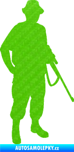 Samolepka Myslivec 004 pravá 3D karbon zelený kawasaki