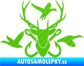 Samolepka Myslivost 005 pravá 3D karbon zelený kawasaki