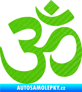 Samolepka Náboženský symbol Hinduismus Óm 001 3D karbon zelený kawasaki