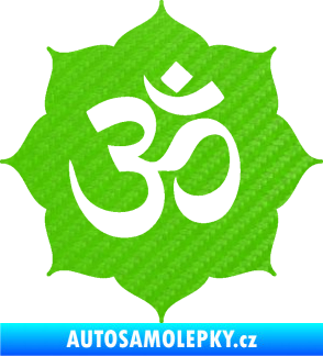 Samolepka Náboženský symbol Hinduismus Óm 002 3D karbon zelený kawasaki