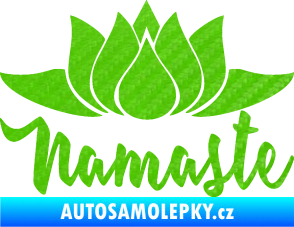 Samolepka Namaste 001 lotosový květ 3D karbon zelený kawasaki