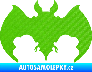 Samolepka Netopýr 002 3D karbon zelený kawasaki