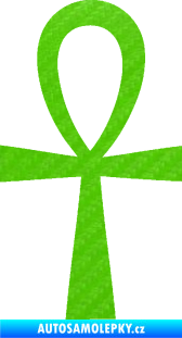 Samolepka Nilský kříž Ankh 3D karbon zelený kawasaki