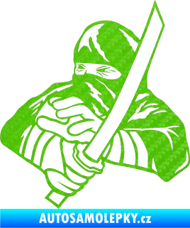 Samolepka Ninja silueta levá 3D karbon zelený kawasaki