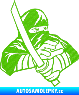 Samolepka Ninja silueta pravá 3D karbon zelený kawasaki