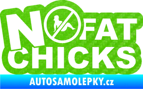 Samolepka No fat chicks 002 3D karbon zelený kawasaki