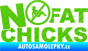 Samolepka No fat chicks 003 3D karbon zelený kawasaki