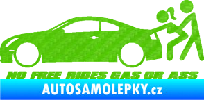 Samolepka No Free Rides Gas or Ass 3D karbon zelený kawasaki