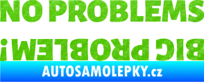 Samolepka No problems - big problem! nápis 3D karbon zelený kawasaki