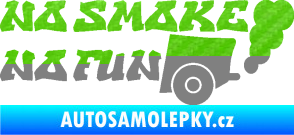Samolepka No smoke no fun 002 nápis s výfukem 3D karbon zelený kawasaki