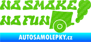 Samolepka No smoke no fun 002 nápis s výfukem 3D karbon zelený kawasaki