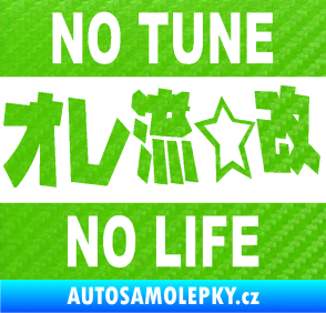 Samolepka No tune no life 002 3D karbon zelený kawasaki