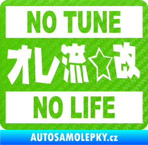 Samolepka No tune no life 3D karbon zelený kawasaki