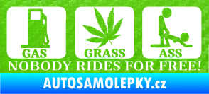 Samolepka Nobody rides for free! 001 Gas Grass Or Ass 3D karbon zelený kawasaki