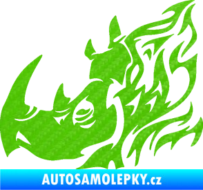 Samolepka Nosorožec 004 levá 3D karbon zelený kawasaki