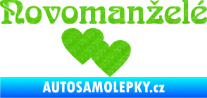 Samolepka Novomanželé 001 nápis se srdíčky 3D karbon zelený kawasaki