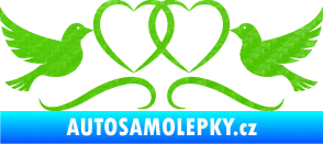 Samolepka Novomanželé 002 holubičky se srdíčky 3D karbon zelený kawasaki
