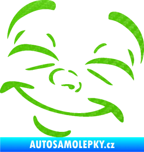 Samolepka Obličej 004 levá šťastný 3D karbon zelený kawasaki