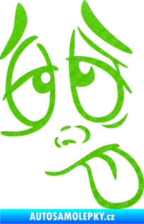 Samolepka Obličej 006 pravá unavený 3D karbon zelený kawasaki