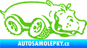 Samolepka Off Road 006 pravá hroch 3D karbon zelený kawasaki