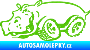 Samolepka Off Road 006 levá hroch 3D karbon zelený kawasaki