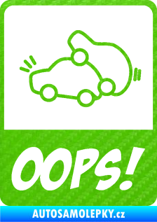 Samolepka Oops love cars 002 3D karbon zelený kawasaki