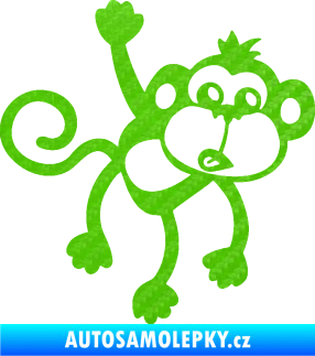 Samolepka Opice 005 pravá visí za ruku 3D karbon zelený kawasaki