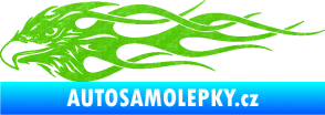 Samolepka Orel 016 levá v plamenech 3D karbon zelený kawasaki