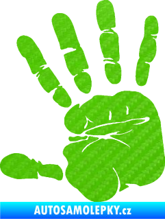 Samolepka Otisk ruky levá 3D karbon zelený kawasaki