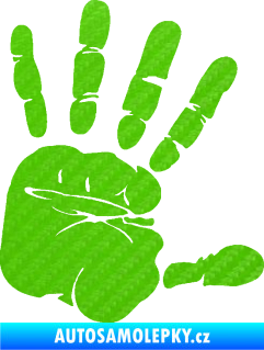 Samolepka Otisk ruky pravá 3D karbon zelený kawasaki