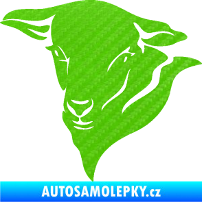 Samolepka Ovce 001 levá hlava 3D karbon zelený kawasaki