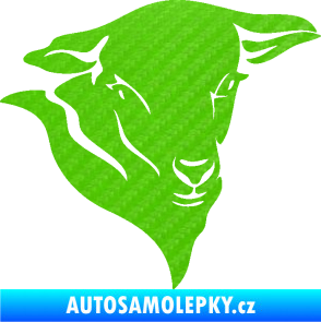 Samolepka Ovce 001 pravá hlava 3D karbon zelený kawasaki