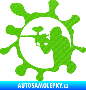 Samolepka Paintball 004 levá 3D karbon zelený kawasaki