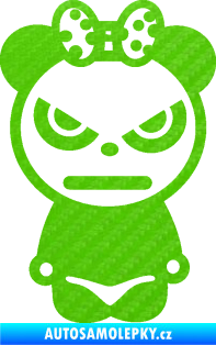 Samolepka Panda girl 3D karbon zelený kawasaki