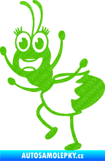 Samolepka Paní mravencová levá 3D karbon zelený kawasaki