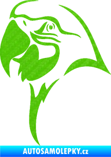 Samolepka Papoušek 006 levá hlava 3D karbon zelený kawasaki