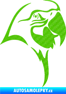 Samolepka Papoušek 006 pravá hlava 3D karbon zelený kawasaki