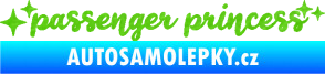Samolepka Passenger Princess 002 nápis s hvězdičkami 3D karbon zelený kawasaki