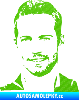 Samolepka Paul Walker 001 levá 3D karbon zelený kawasaki