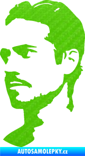 Samolepka Paul Walker 004 levá 3D karbon zelený kawasaki