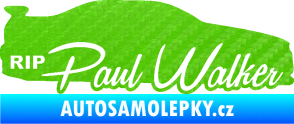 Samolepka Paul Walker 005 RIP 3D karbon zelený kawasaki