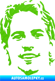 Samolepka Paul Walker 008 levá obličej 3D karbon zelený kawasaki