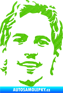 Samolepka Paul Walker 008 pravá obličej 3D karbon zelený kawasaki
