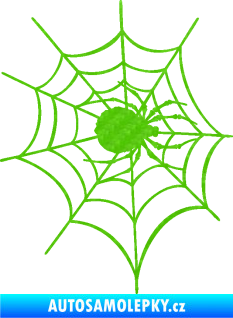 Samolepka Pavouk 016 pravá s pavučinou 3D karbon zelený kawasaki