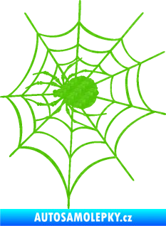 Samolepka Pavouk 016 levá s pavučinou 3D karbon zelený kawasaki