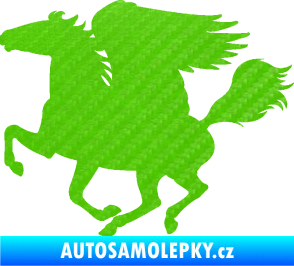Samolepka Pegas 001 levá okřídlený kůň 3D karbon zelený kawasaki