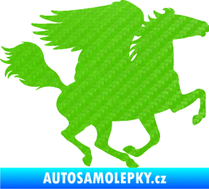 Samolepka Pegas 001 pravá okřídlený kůň 3D karbon zelený kawasaki