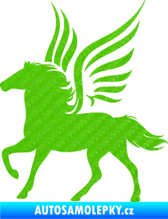 Samolepka Pegas 002 levá okřídlený kůň 3D karbon zelený kawasaki